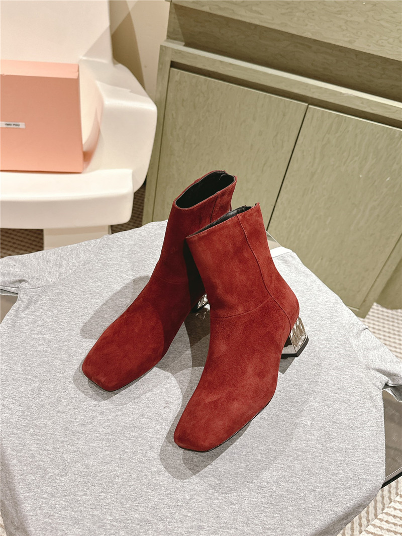 Miu Miu Burgundy Suede Ankle Boots