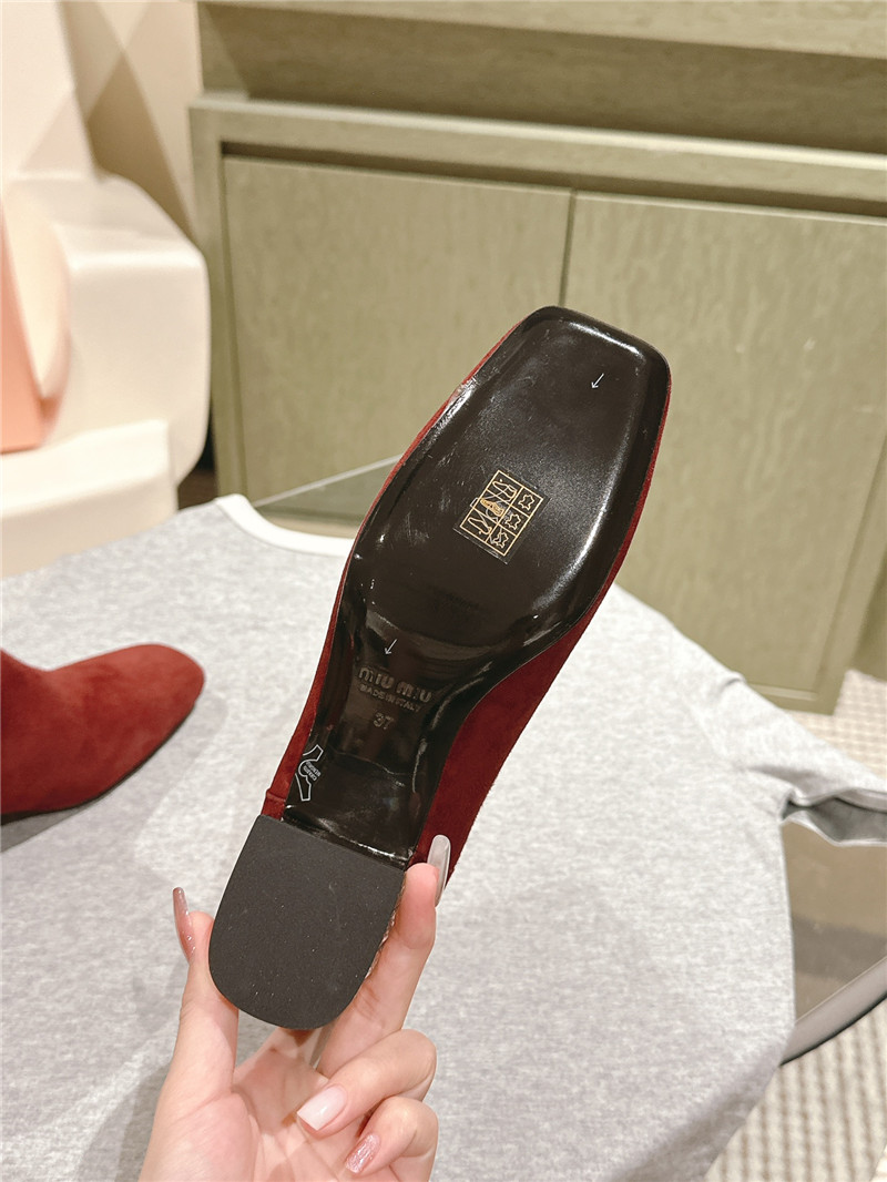 Miu Miu Burgundy Suede Ankle Boots