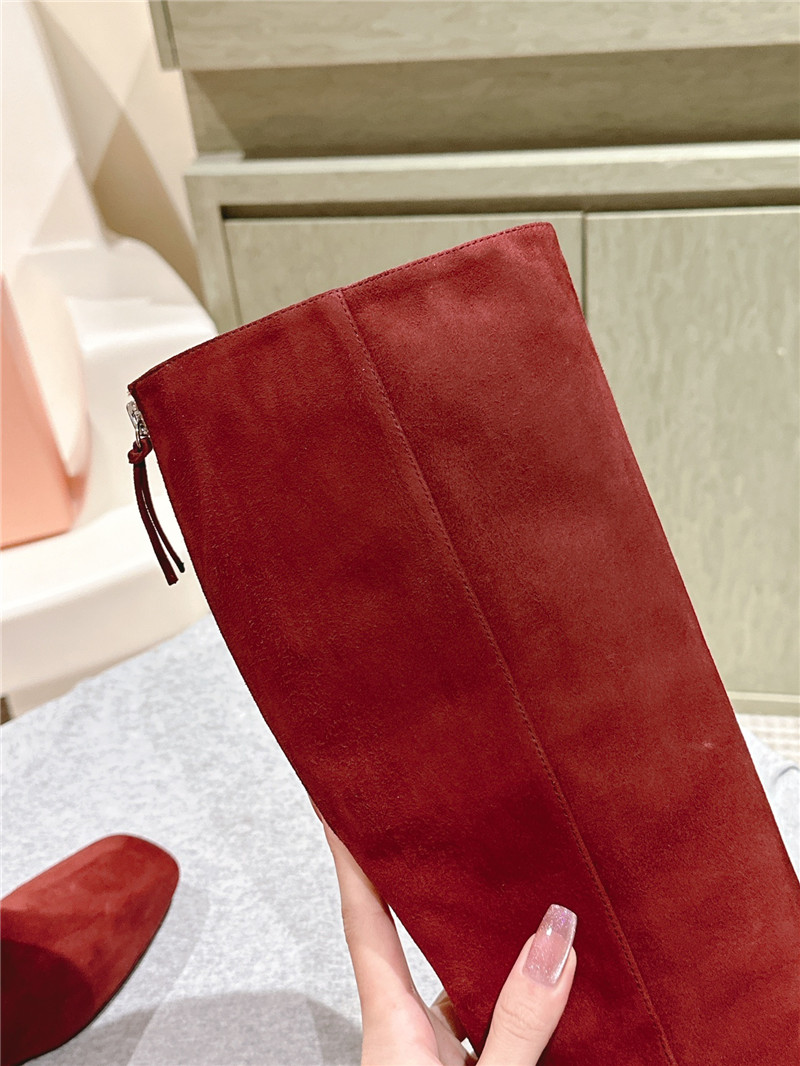 Miu Miu Burgundy Suede Knee-High Boots