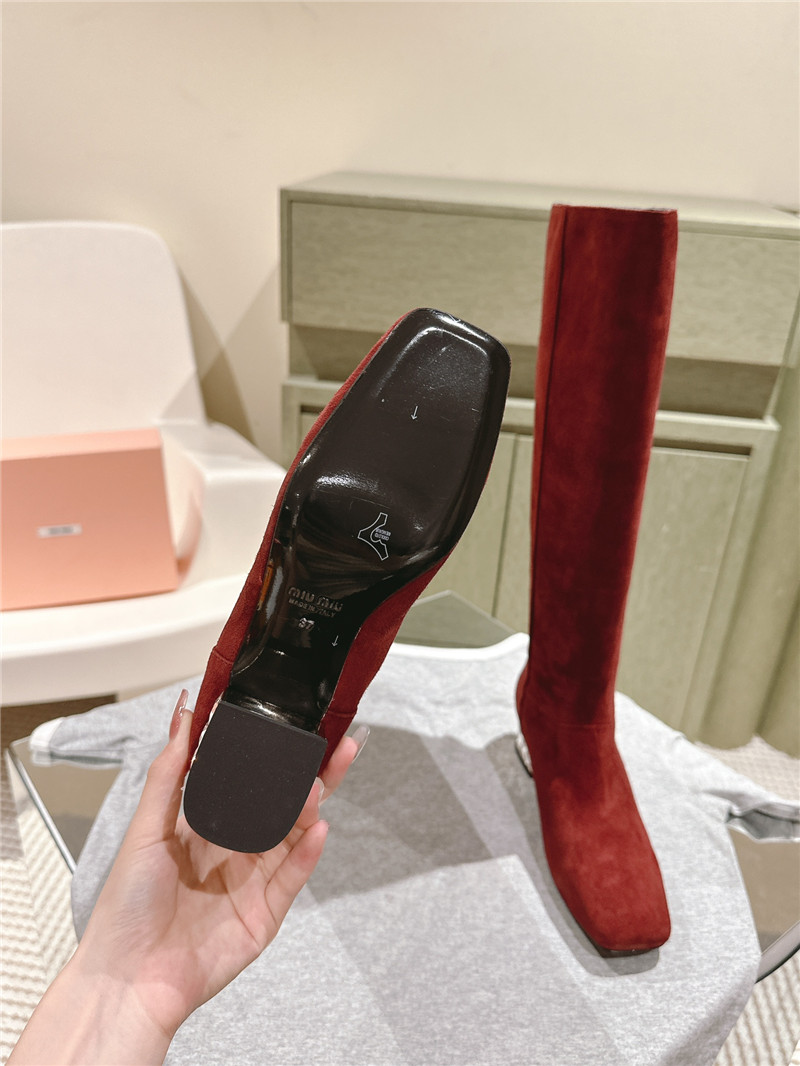 Miu Miu Burgundy Suede Knee-High Boots