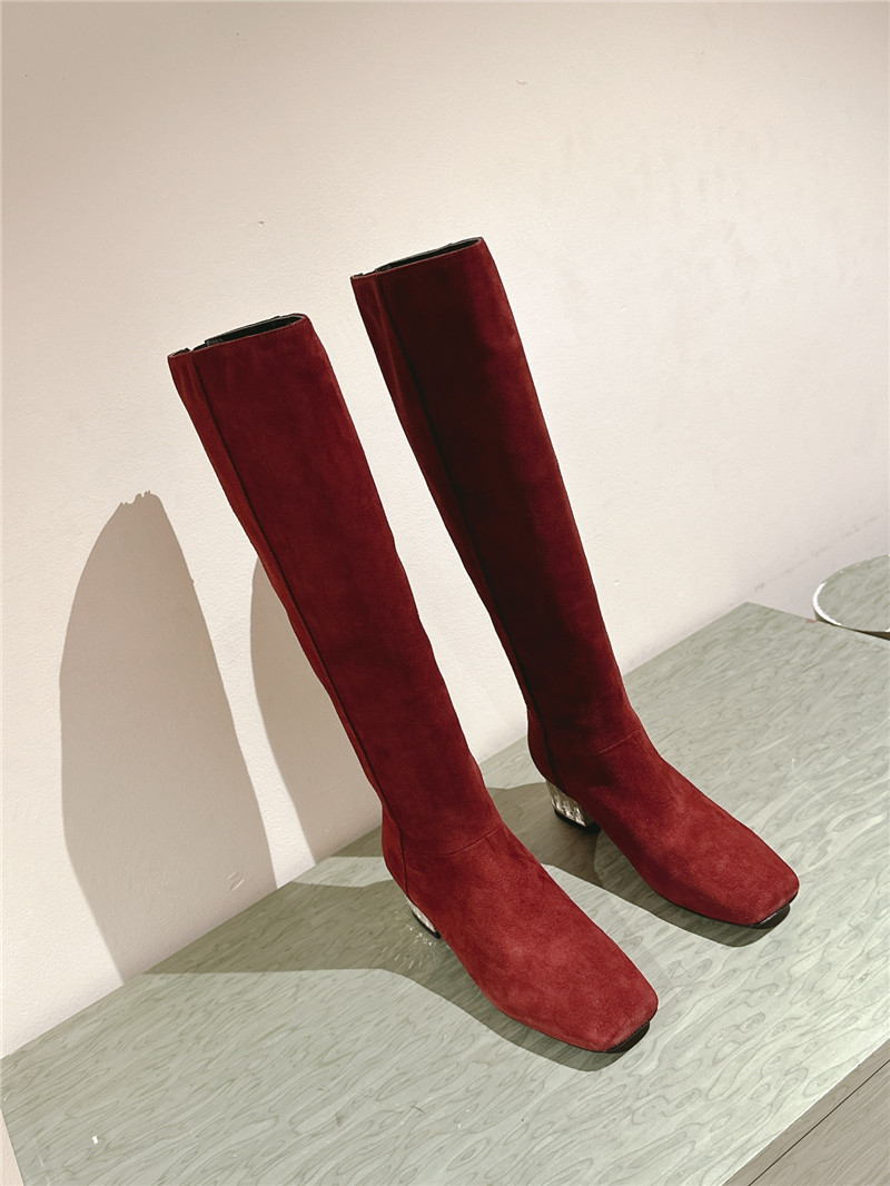 Miu Miu Burgundy Suede Knee-High Boots