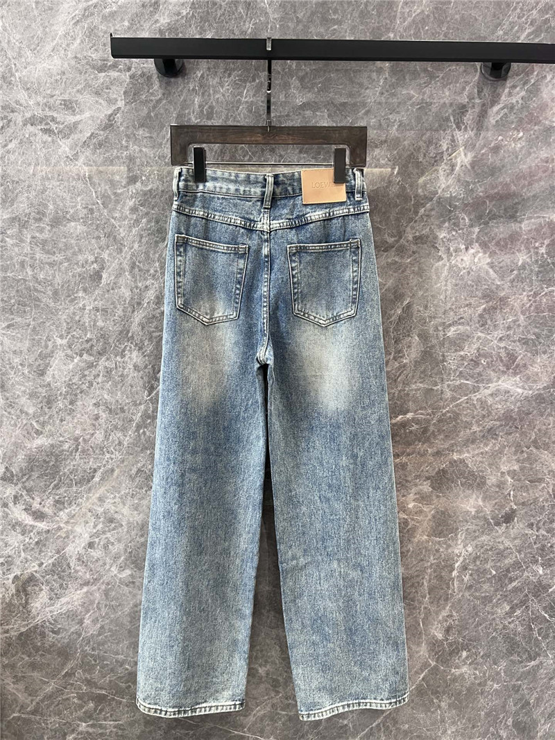 L0ew* offset waistband denim trousers replica clothes