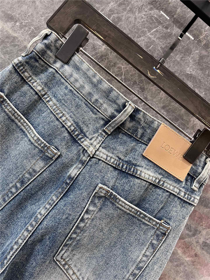 L0ew* offset waistband denim trousers replica clothes