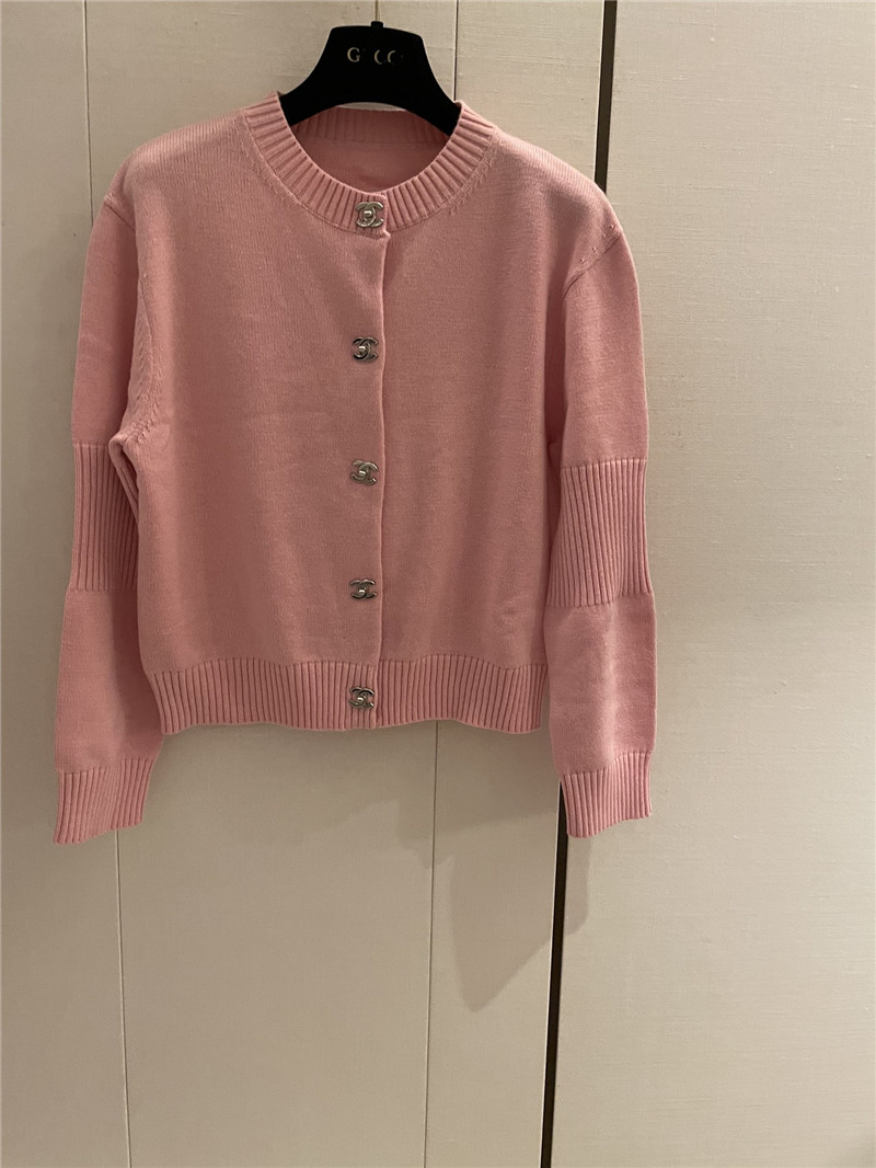 Chanel Trunlocks Crop Cardigan Pink