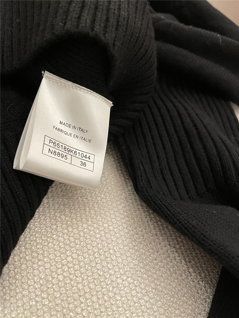 Chanel Buttons Trim Rib-Knit Sweater Black