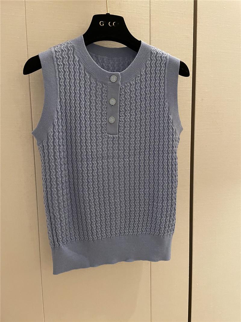 Ch**el buttons texture knitted vest grey