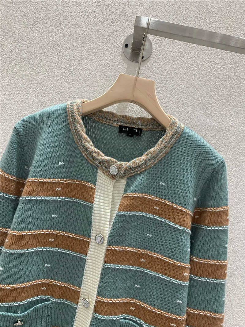 Ce1i*e striped crewneck cardigan blue/brown