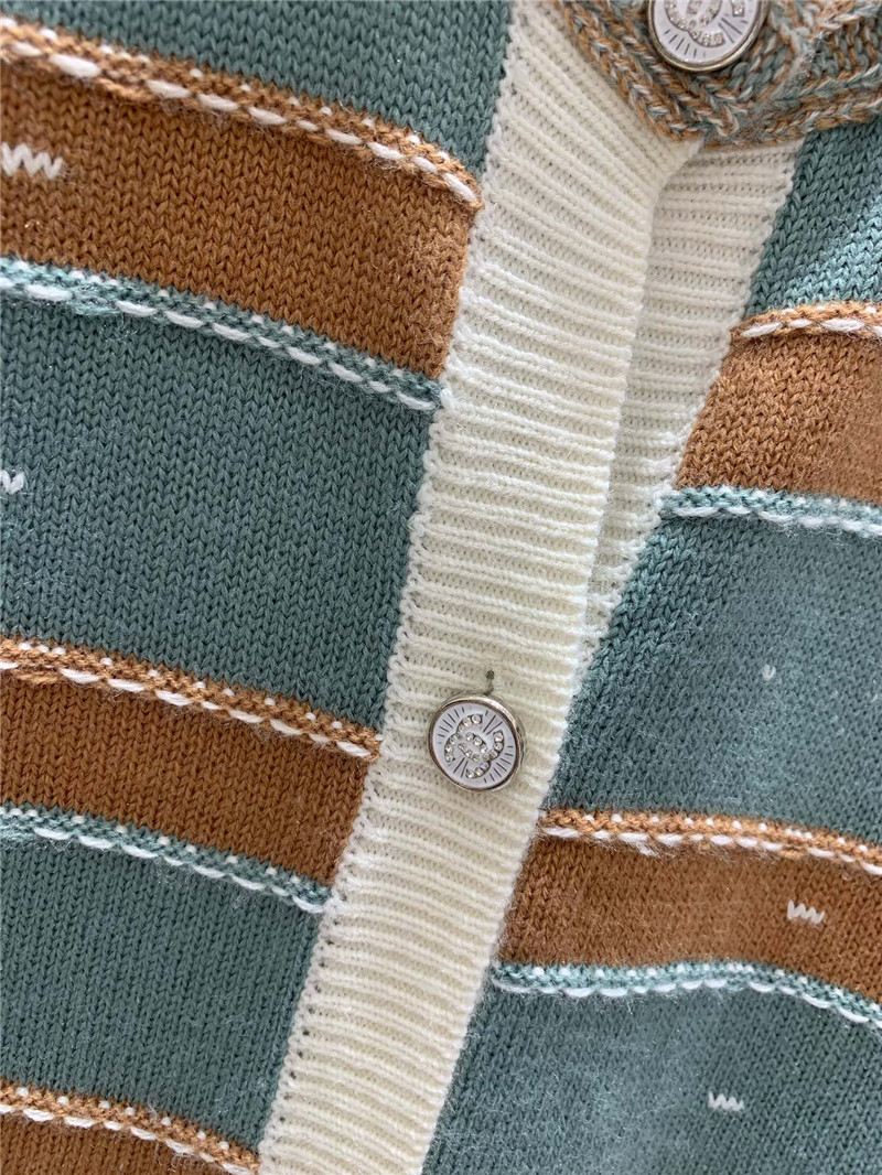 Ce1i*e striped crewneck cardigan blue/brown