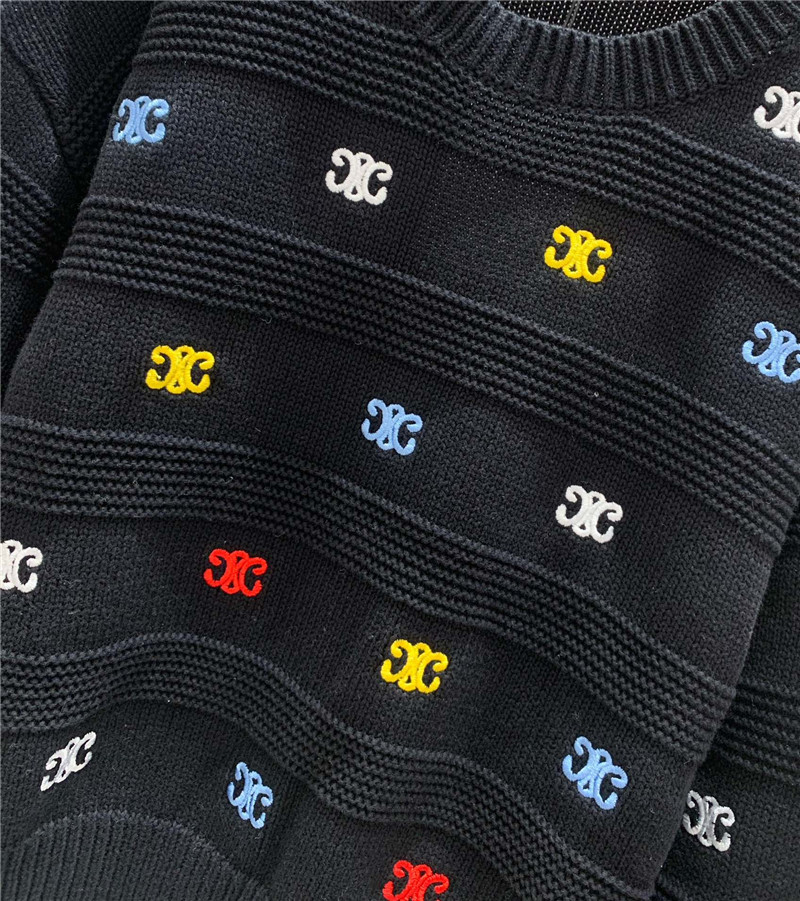 Ce1i*e multicolor triomphe knit sweater in black