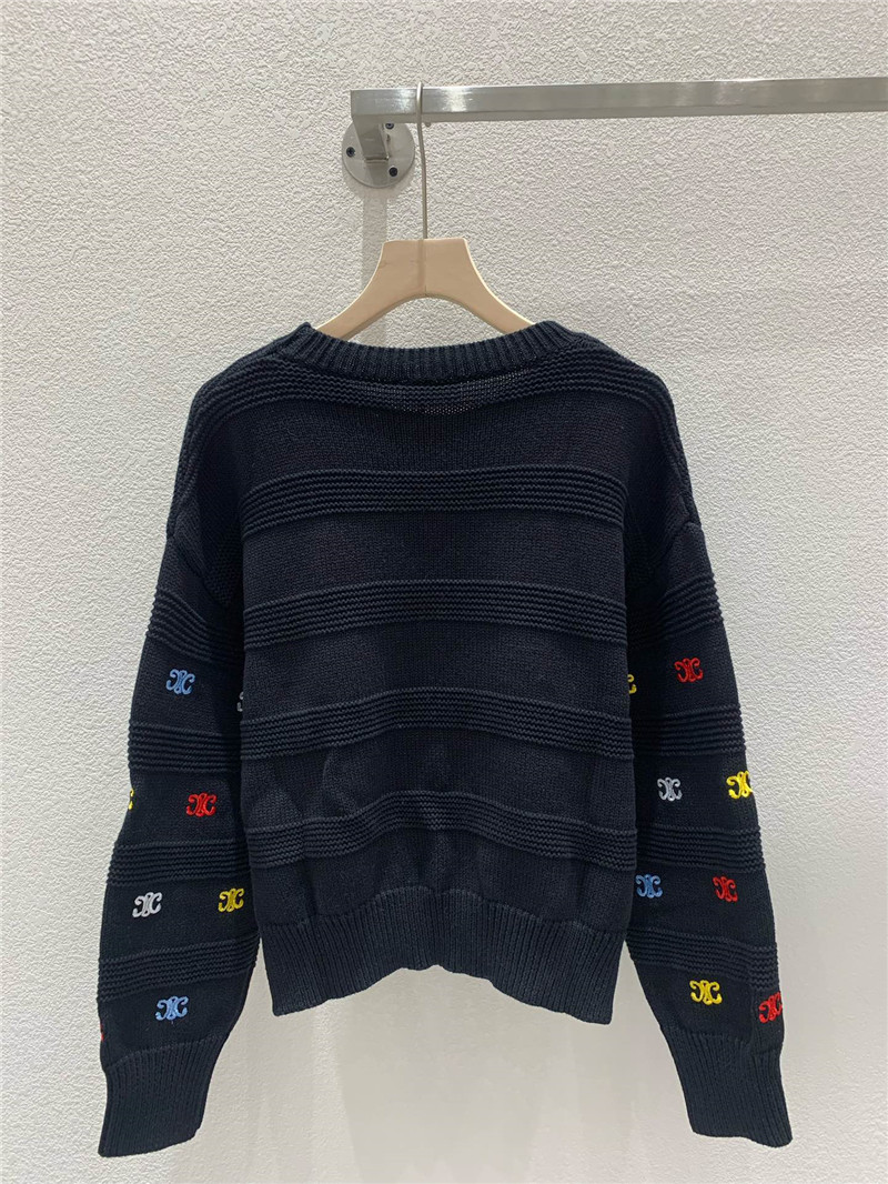 Ce1i*e multicolor triomphe knit sweater in black