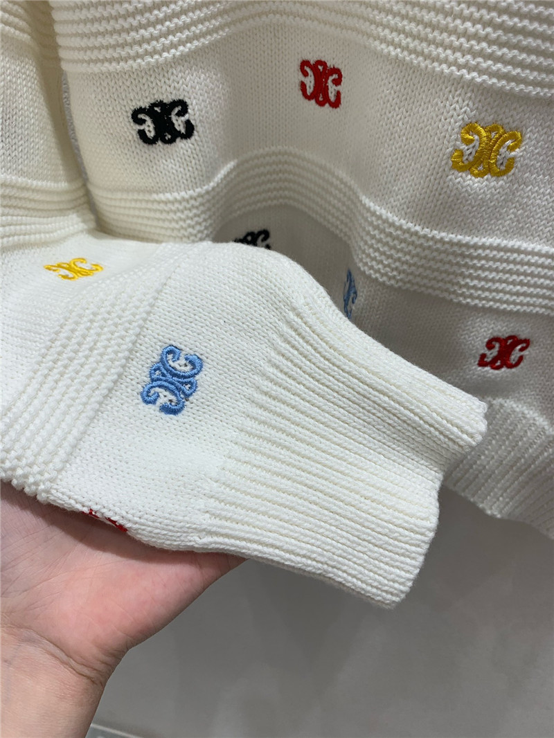 Ce1i*e multicolor triomphe knit sweater in white