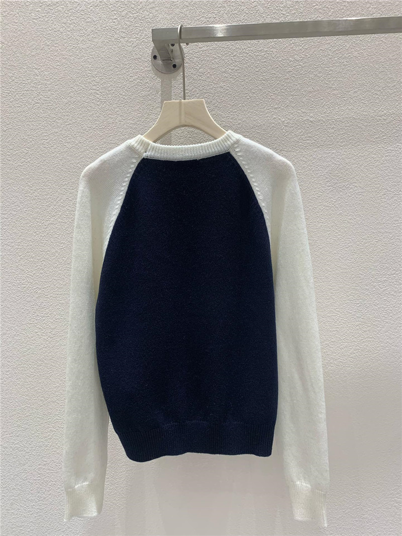 Ch**el embroidery raglan sleeves knitwear white/black