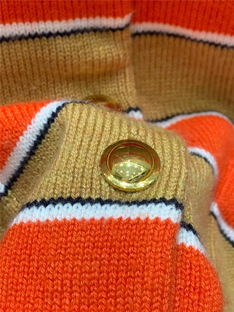 Miu Miu Crewneck Striped Cardigan Beige/Orange