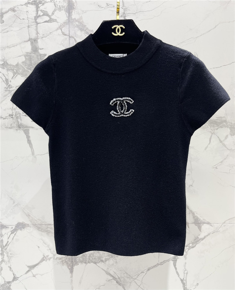 Ch**el flying sleeve knitted short sleeve replica clothes