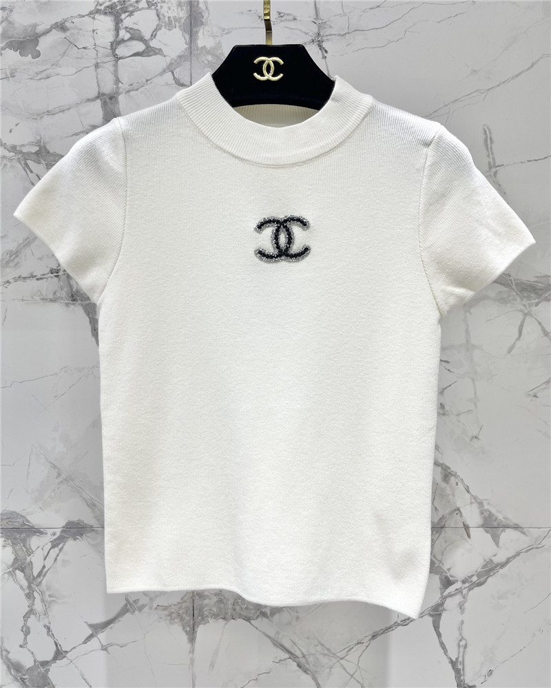 Ch**el flying sleeve knitted short sleeve replica clothes