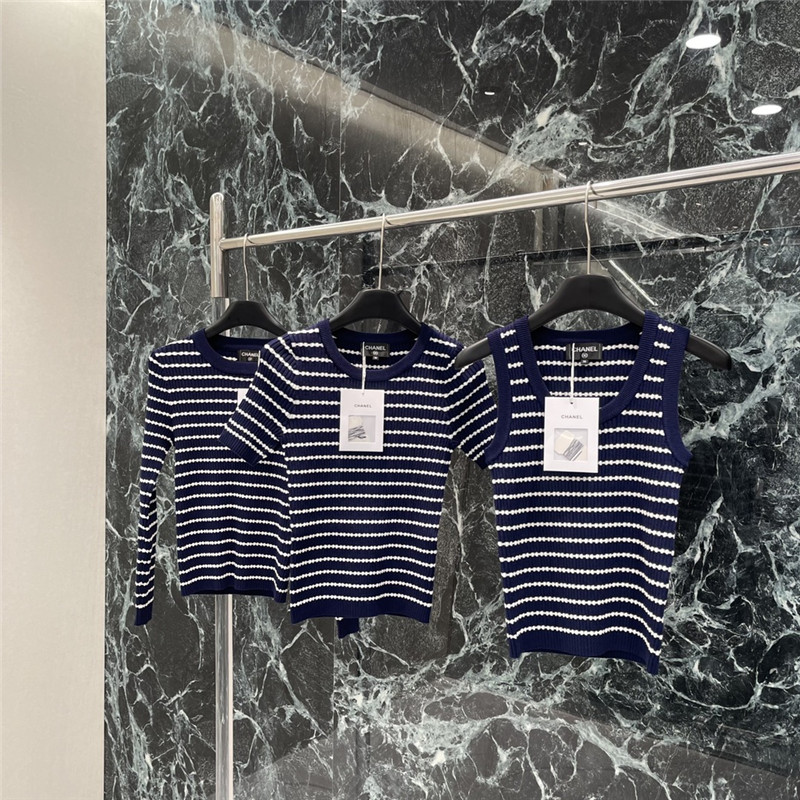 Ch**el striped knitted vest replica designer clothes