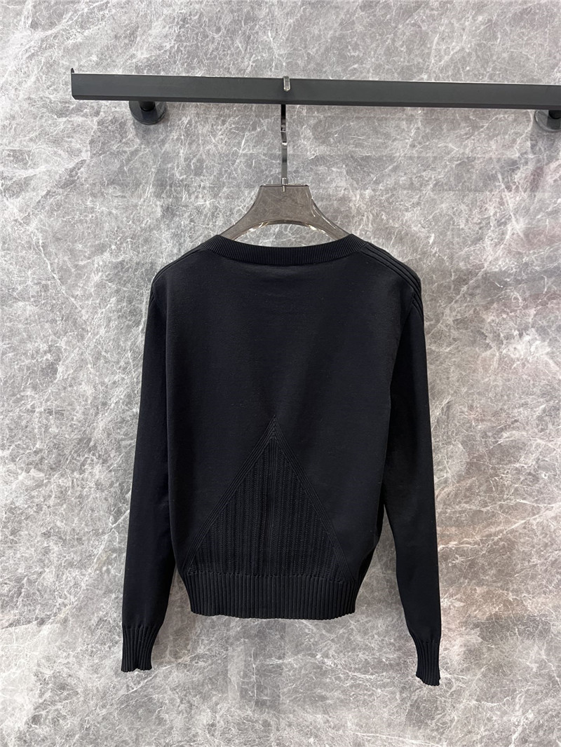 Ch**el crop crew-neck ribbed cardigan black