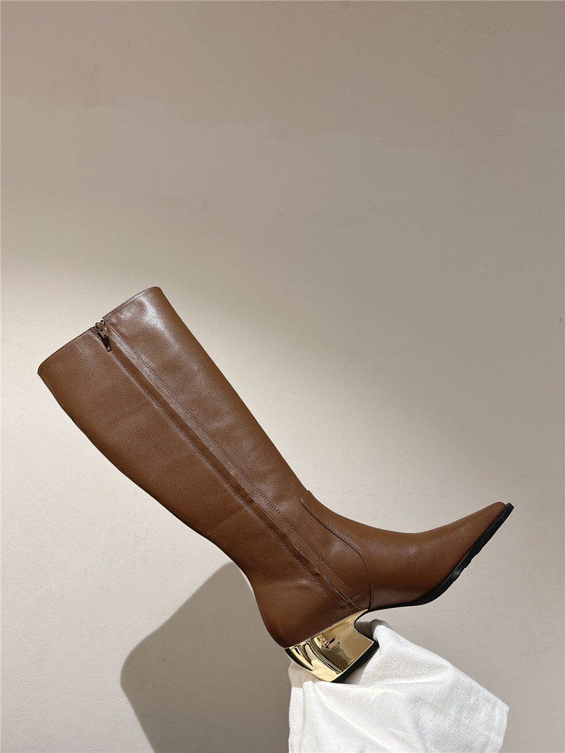 b0tt*ga Ven*ta tex brown leather knee-high boots