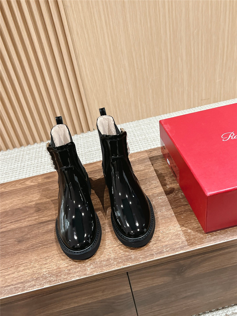 Roger Vivier Square Buckle Rhinestone Ankle Boots