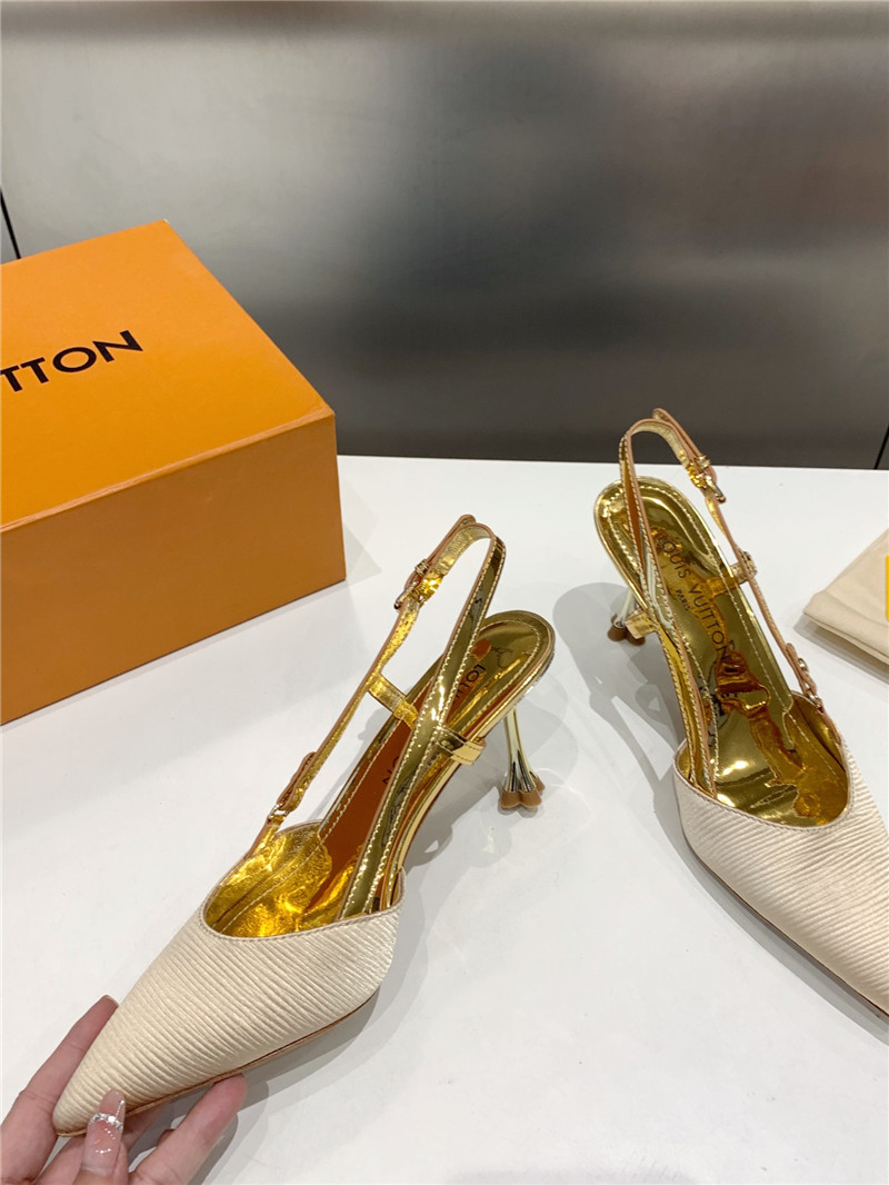 l0vis Vvtt0n blossom slingback pumps ivory & gold