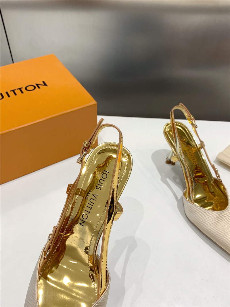 l0vis Vvtt0n blossom slingback pumps ivory & gold