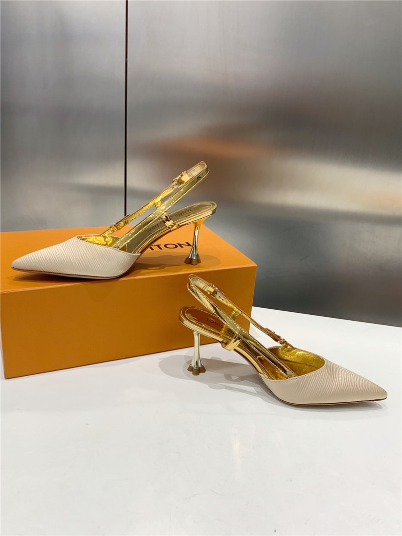 l0vis Vvtt0n blossom slingback pumps ivory & gold