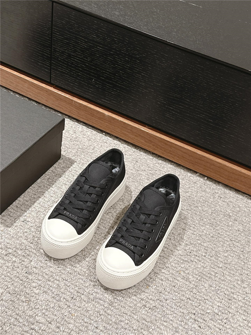 Pra*a black lace-up platform canvas sneakers