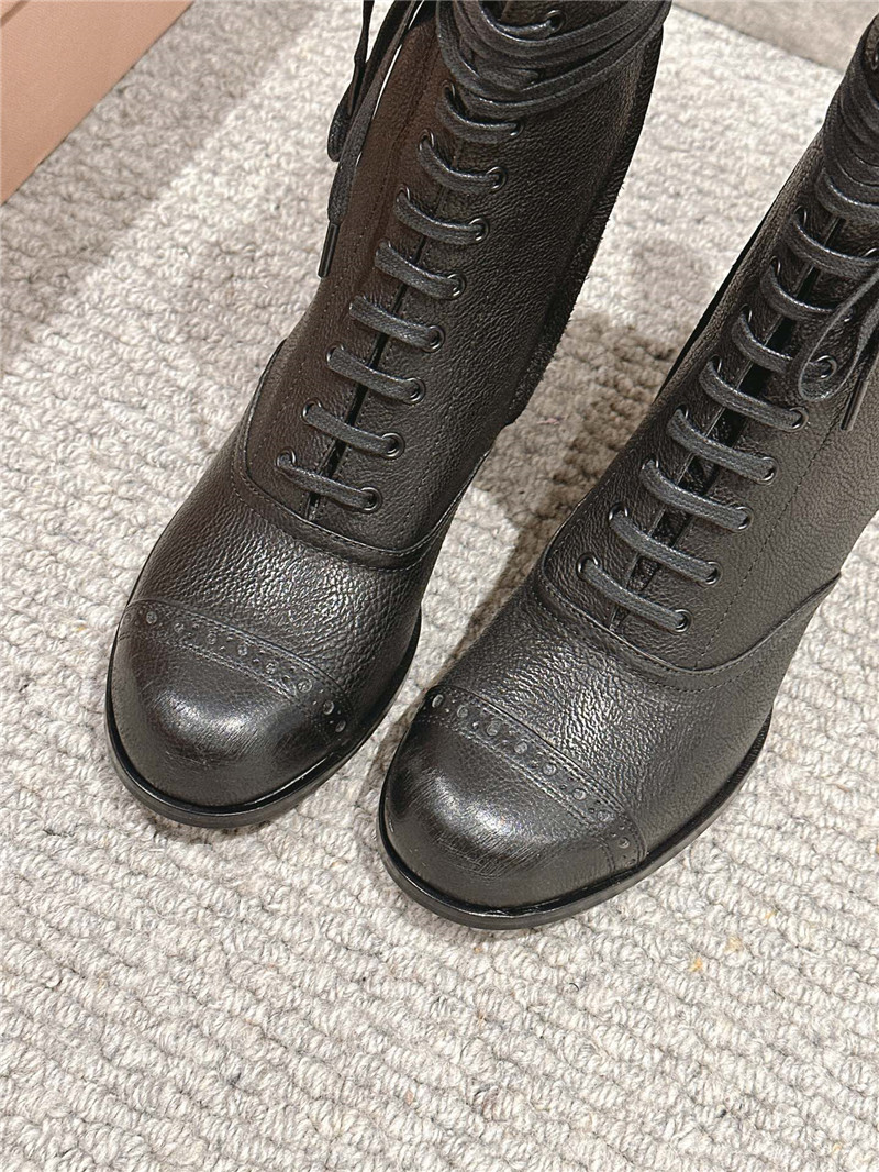 Miu Miu Victorian Style Black Leather Boots for Women