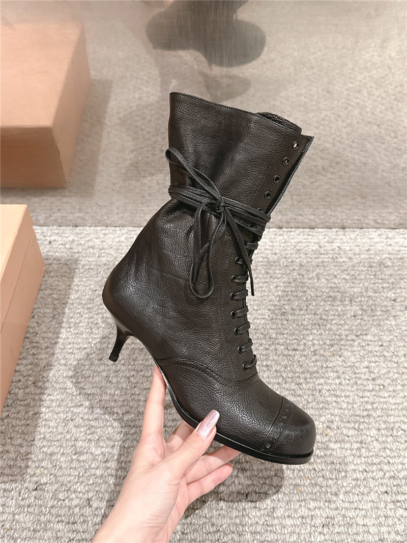 Miu Miu Victorian Style Black Leather Boots for Women