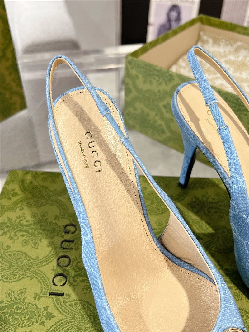Gvc*1 horsebit gg canvas slingback pumps in blue