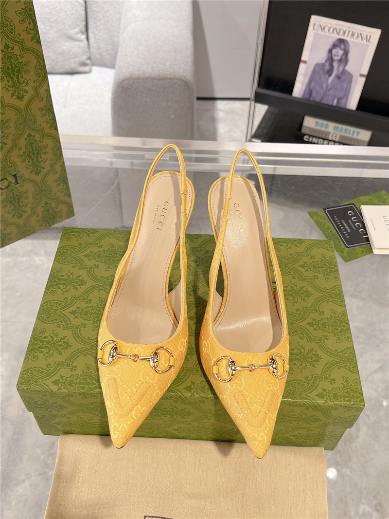 Gvc*1 horsebit gg canvas slingback pumps in yellow