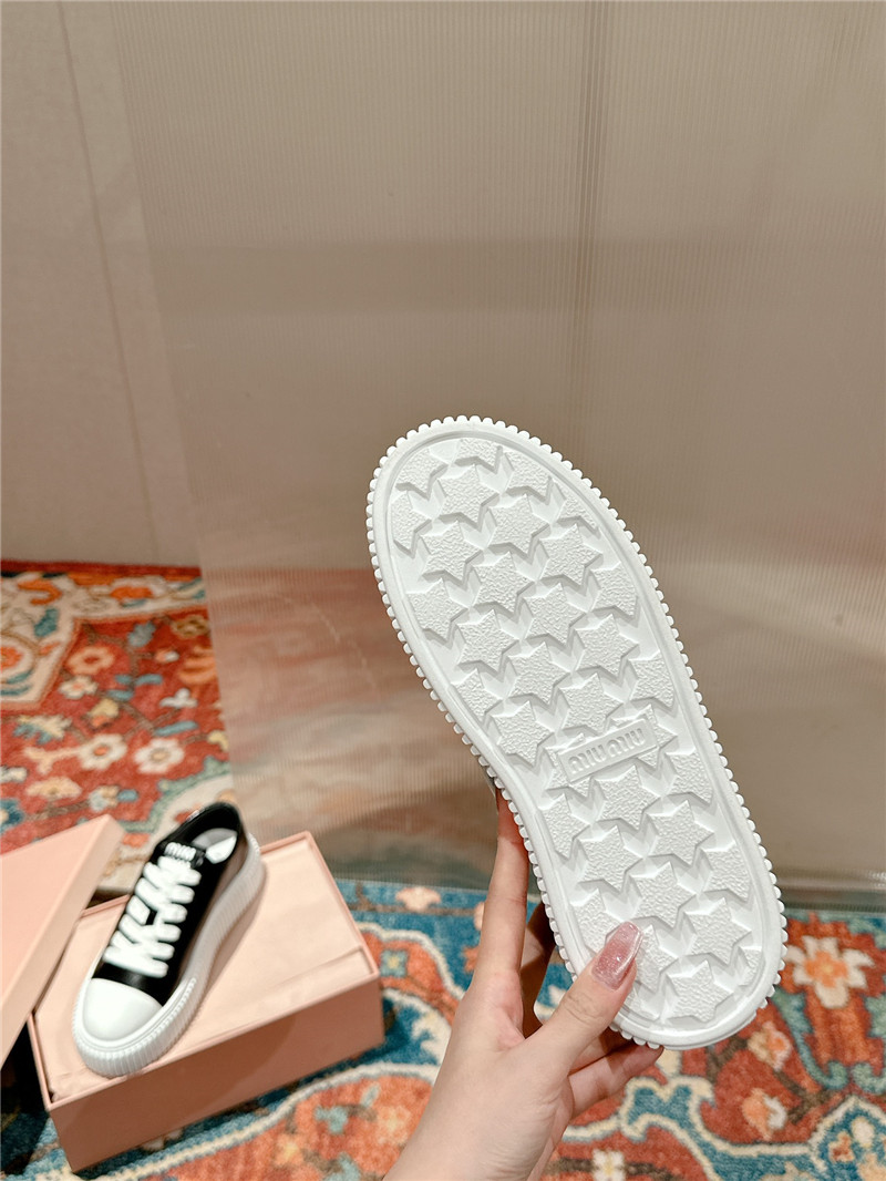 Miu Miu Black Leather Platform Sneakers Women