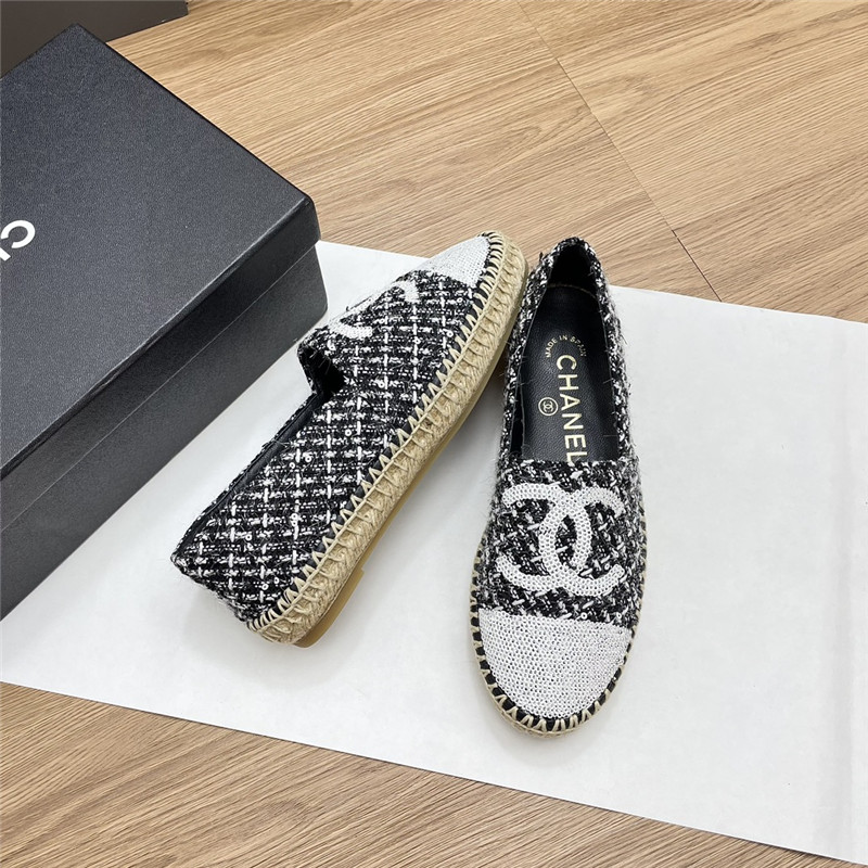 Ch**el espadrilles in black/white tweed with sequins