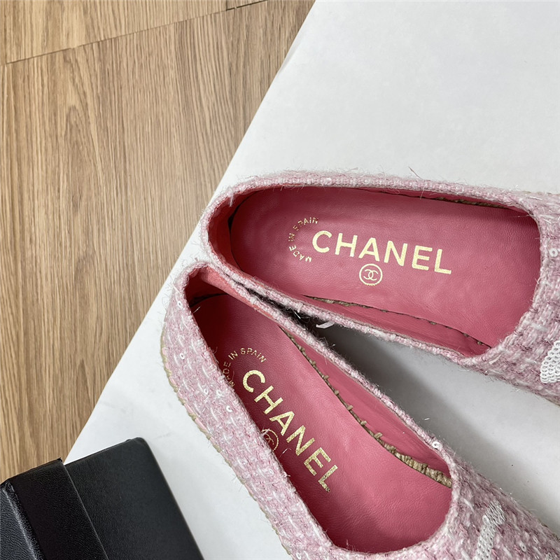 Ch**el espadrilles in pink/white tweed with sequins