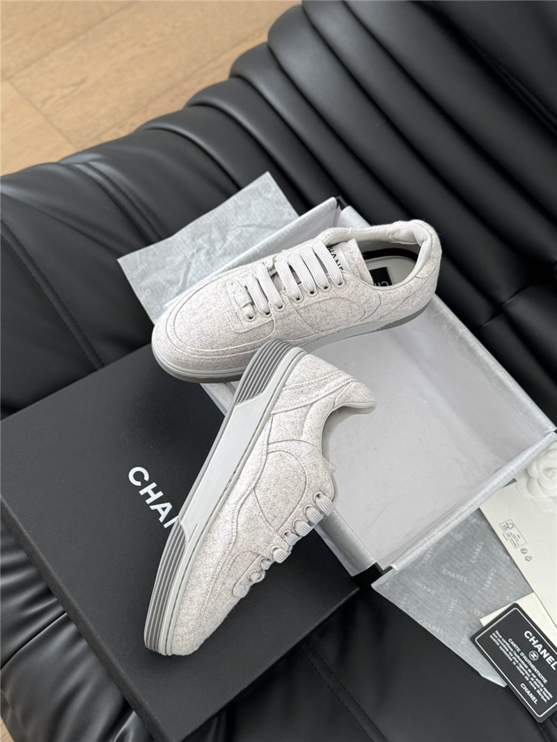 Ch**el gray lace-up logo sneakers