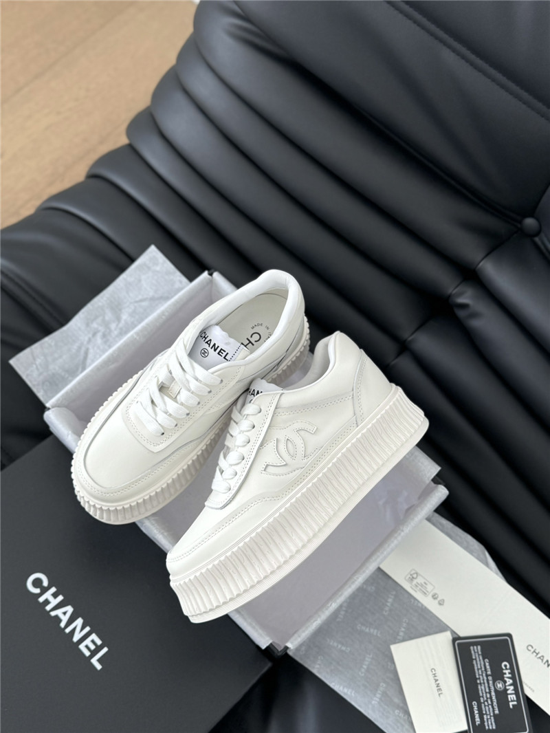 Ch**el lace-up platform canvas sneakers