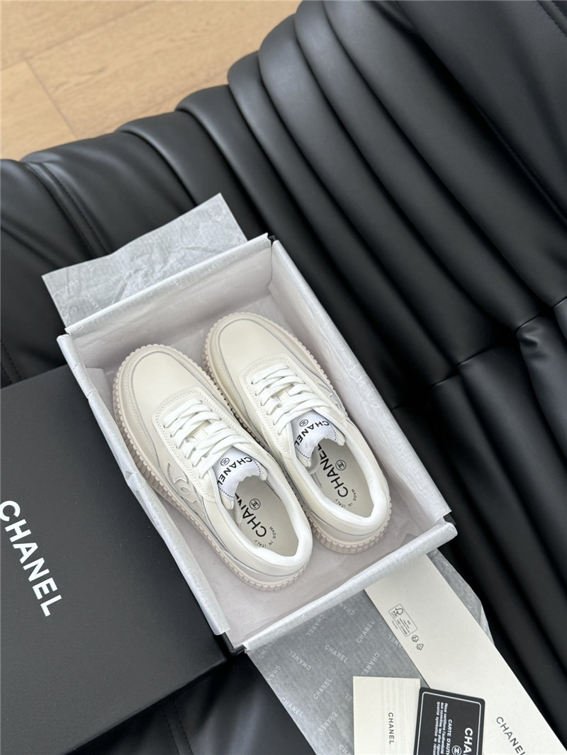 Ch**el lace-up platform canvas sneakers