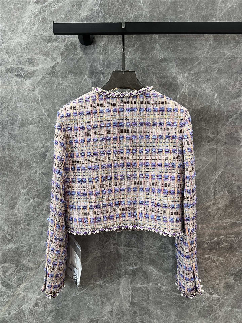 Ch**el coarse floral v-neck short coat replicas clothes