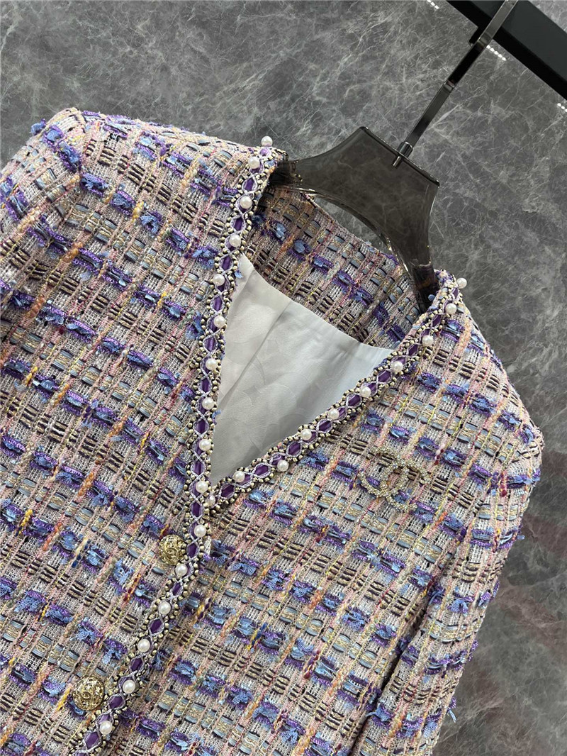 Ch**el coarse floral v-neck short coat replicas clothes