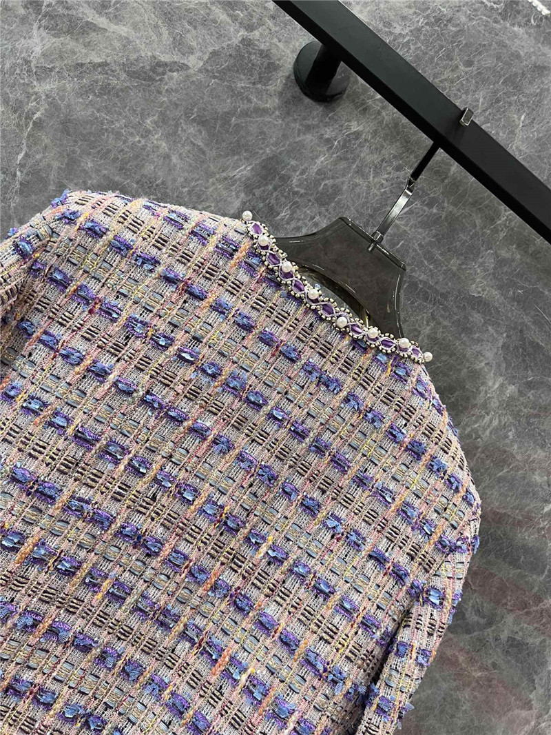 Ch**el coarse floral v-neck short coat replicas clothes