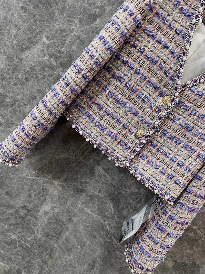 Ch**el coarse floral v-neck short coat replicas clothes