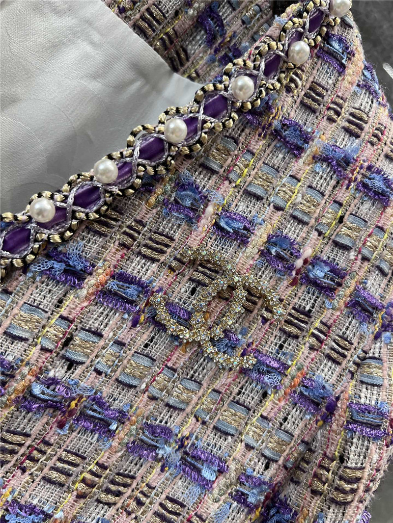 Ch**el coarse floral v-neck short coat replicas clothes