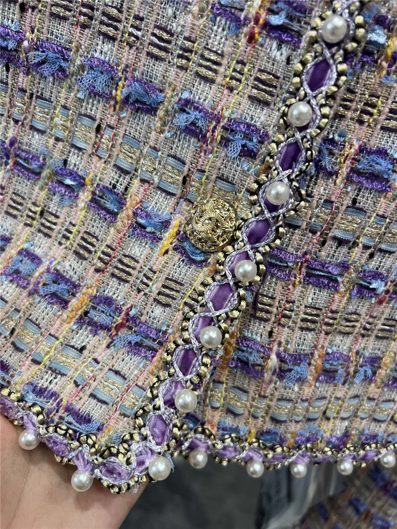 Ch**el coarse floral v-neck short coat replicas clothes