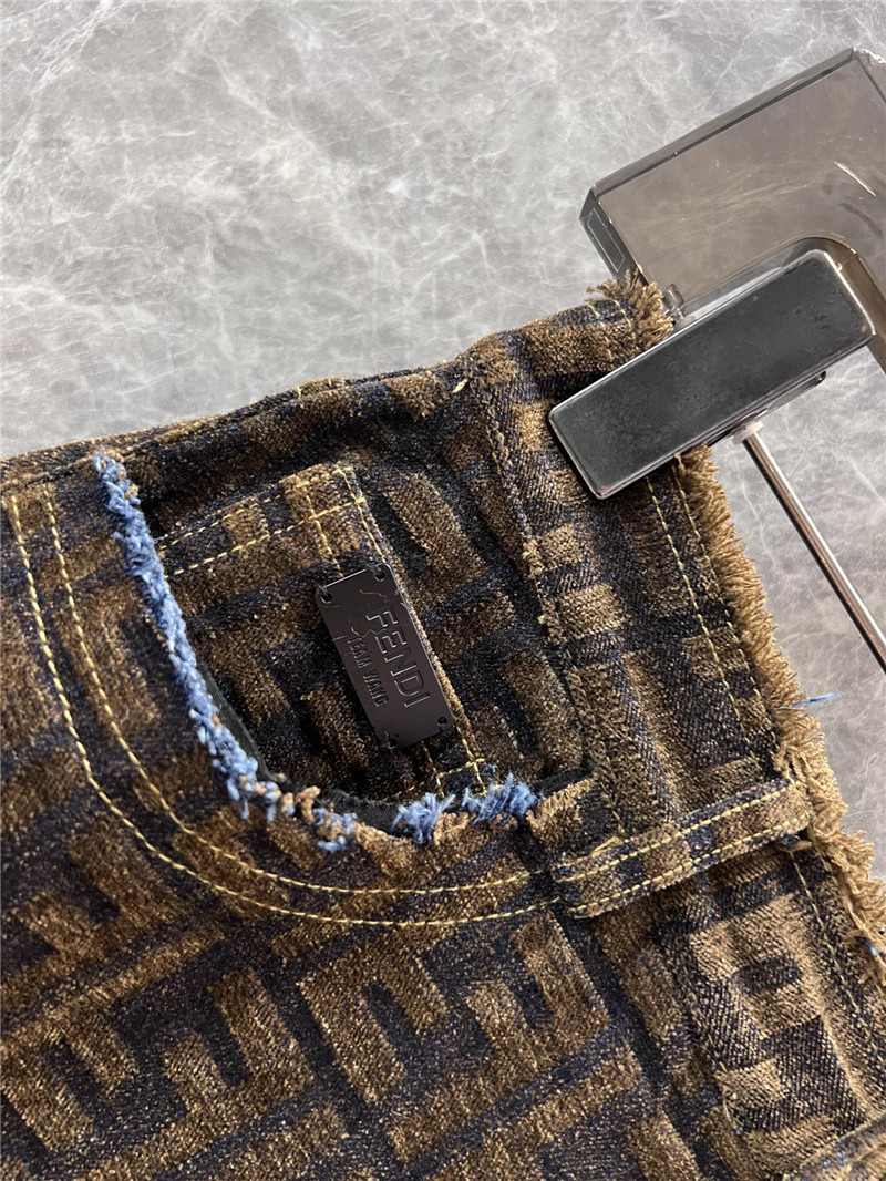 F**di high waist a-line denim skirt replica designer clothes