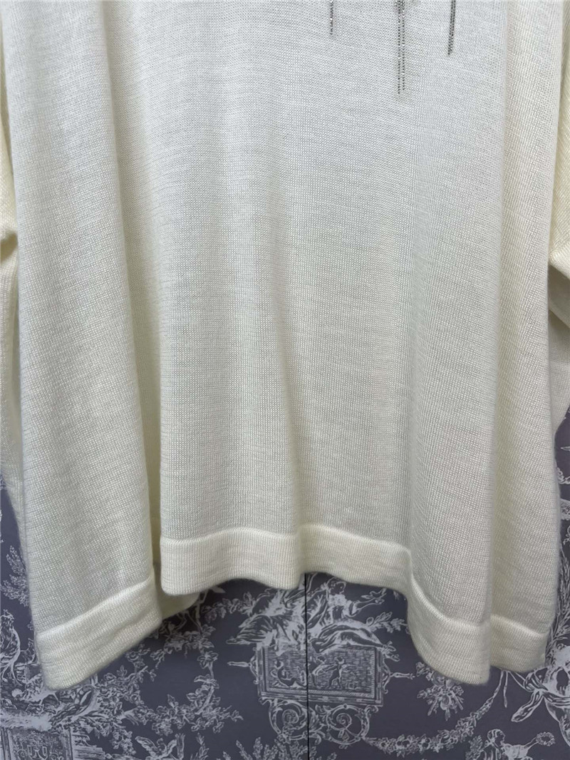 BC Beaded Oversized Wool Polo Shirt Ivory