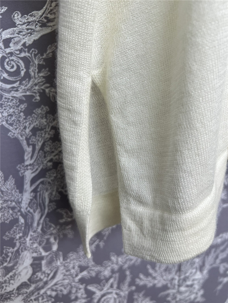 BC Beaded Oversized Wool Polo Shirt Ivory