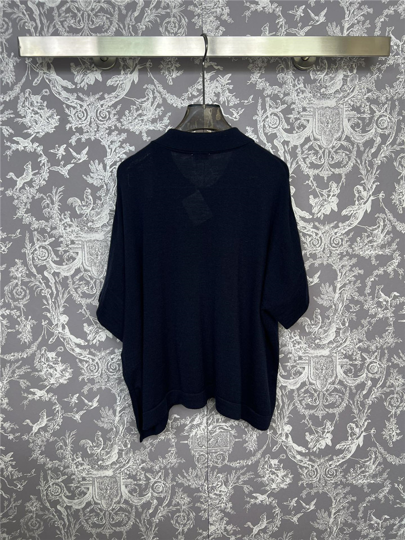 BC Beaded Oversized Wool Polo Shirt Black