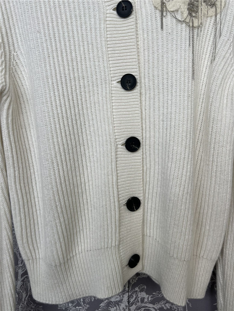 BC Bejewelled Cashmere Cardigan White