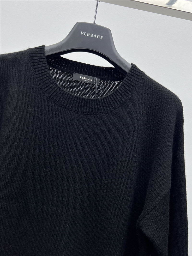 Versace Cashmere-Blend Boxy Sweater in Black
