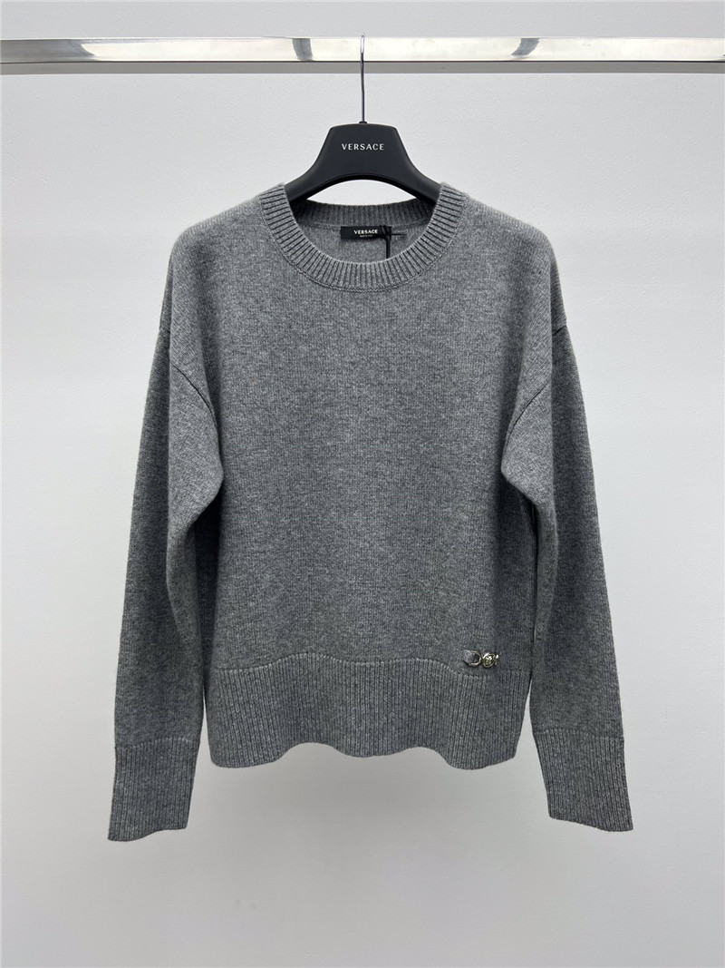 Versace Cashmere-Blend Boxy Sweater in Grey